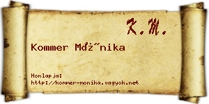 Kommer Mónika névjegykártya